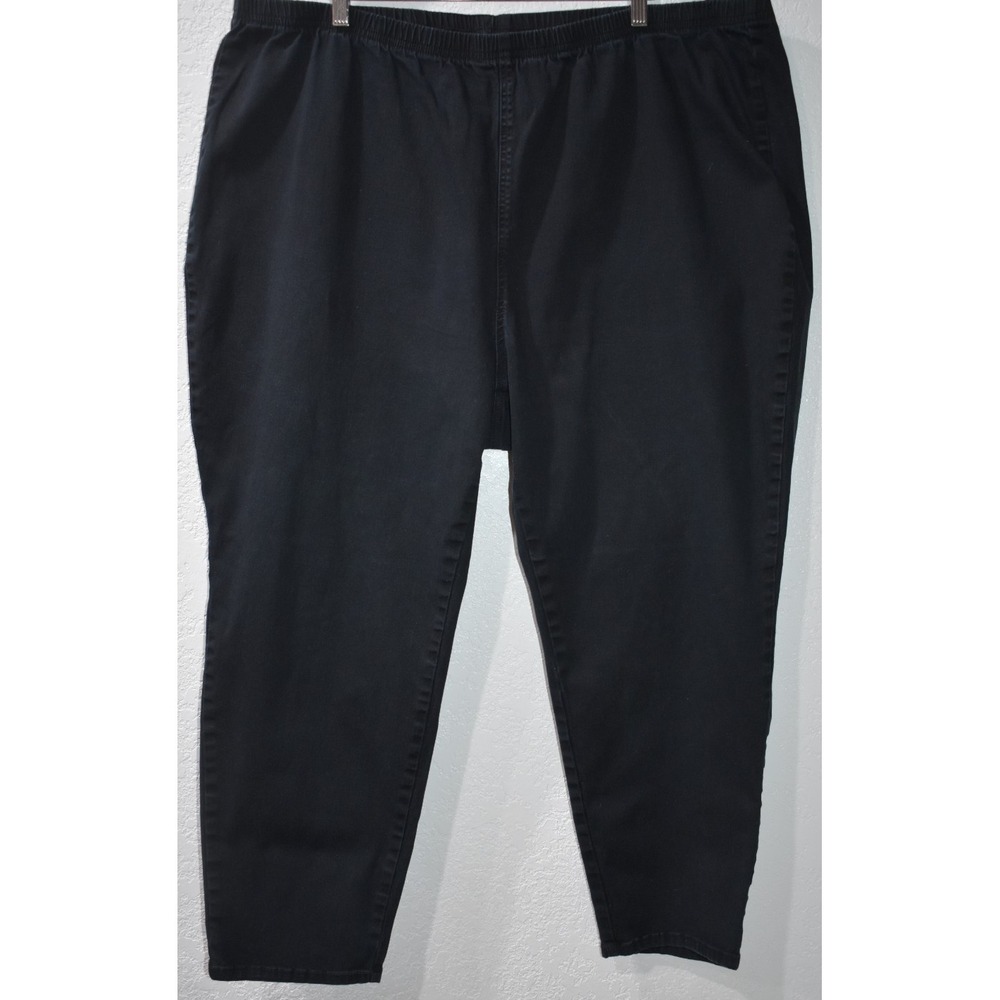 Catherines 4X Pull On Pants EVERYDAY FIT Navy Cotton Stretch Full Elastic Waist